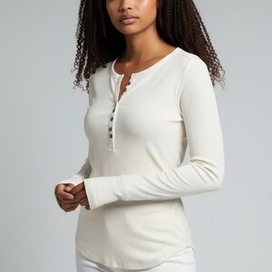 NWTs Hollister Women's Ivory Long Sleeve Henley